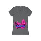 MadenDetroit Women's Jersey Short Sleeve Deep V-Neck Tee