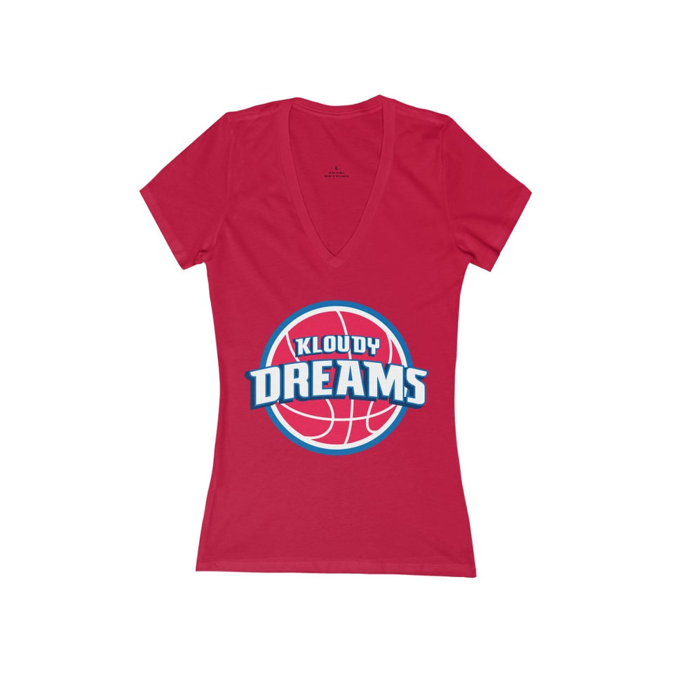 Pistons Kloudy Women's Jersey Short Sleeve Deep V-Neck Tee