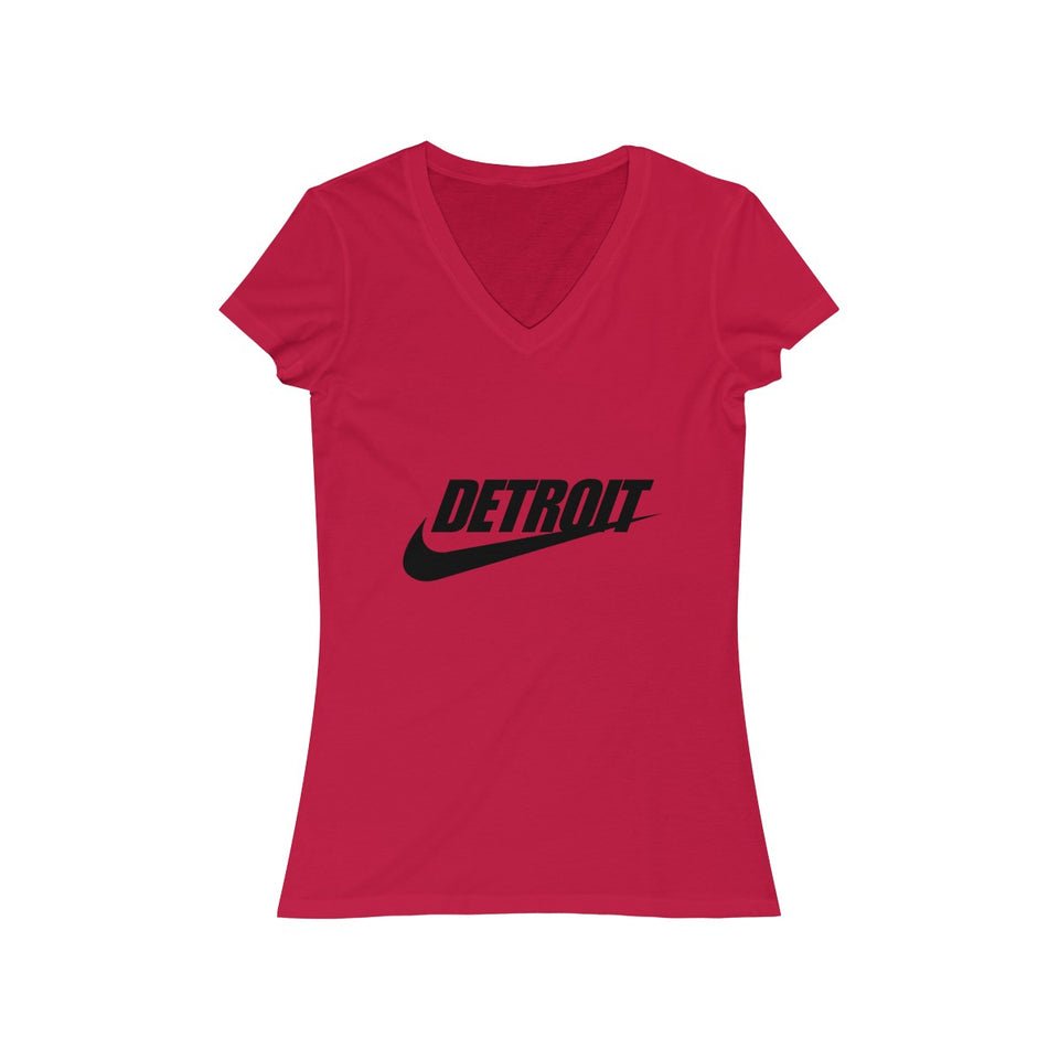 Detroit Check Women's Jersey Short Sleeve V-Neck Tee