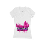 MadenDetroit Women's Jersey Short Sleeve Deep V-Neck Tee