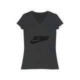 Detroit Check Women's Jersey Short Sleeve V-Neck Tee