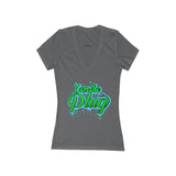 Women's Jersey Plug Short Sleeve Deep V-Neck Tee