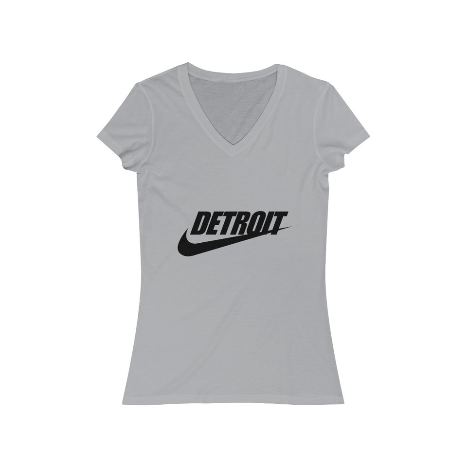 Detroit Check Women's Jersey Short Sleeve V-Neck Tee