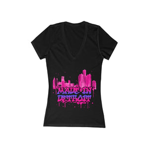 MadenDetroit Women's Jersey Short Sleeve Deep V-Neck Tee