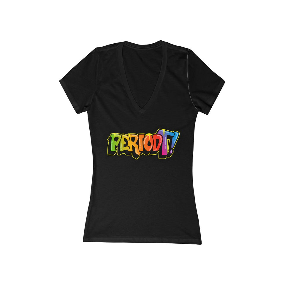 PeriodT! Women's Jersey Short Sleeve Deep V-Neck Tee