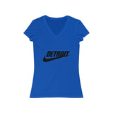 Detroit Check Women's Jersey Short Sleeve V-Neck Tee