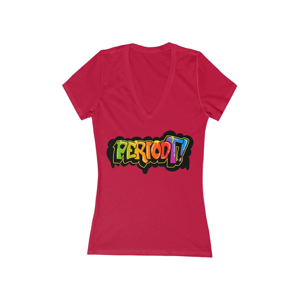 PeriodT! Women's Jersey Short Sleeve Deep V-Neck Tee