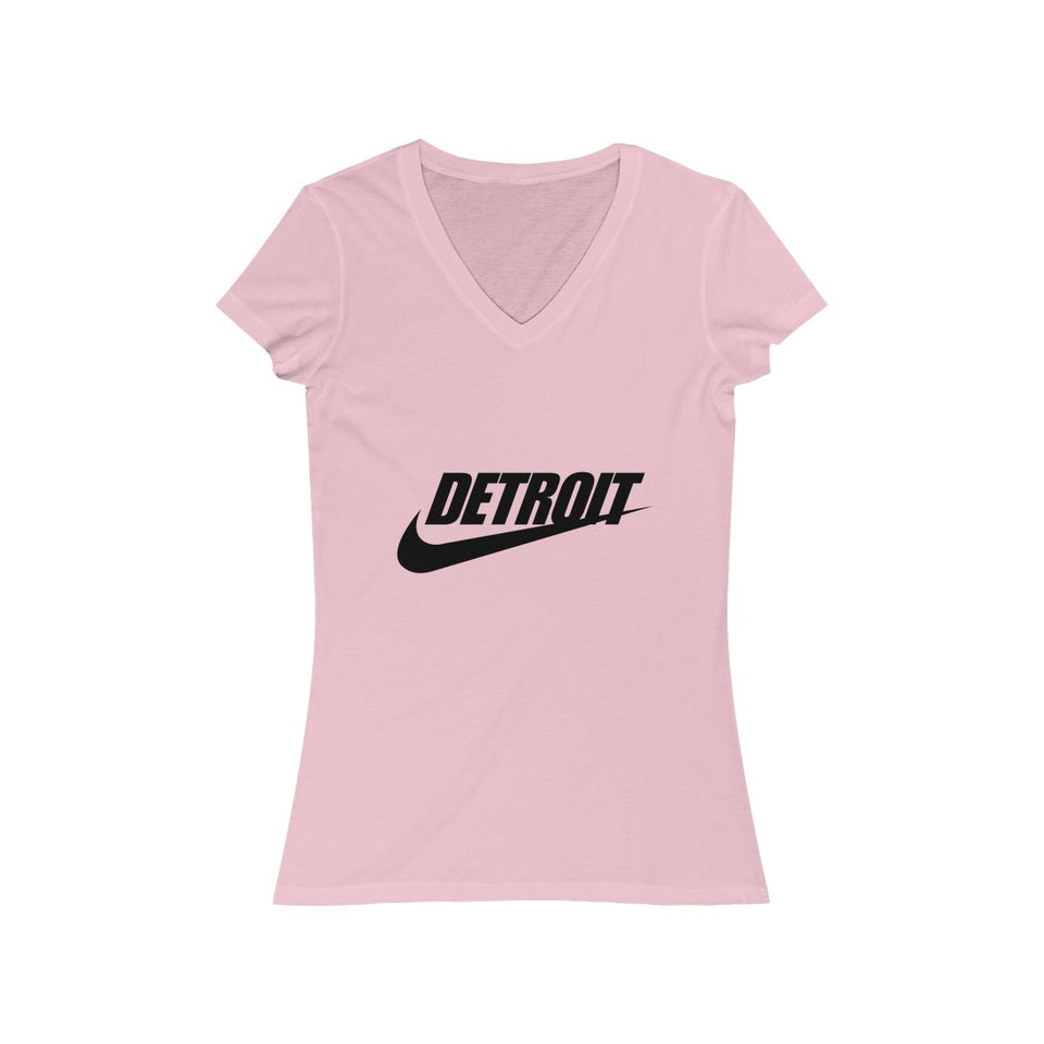 Detroit Check Women's Jersey Short Sleeve V-Neck Tee