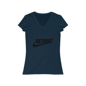 Detroit Check Women's Jersey Short Sleeve V-Neck Tee